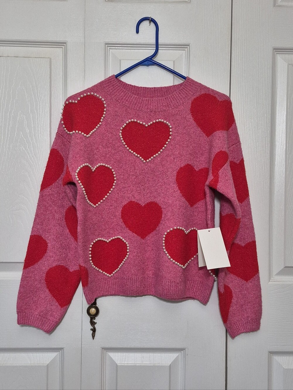 NWTs Peach heart sweater size XS
